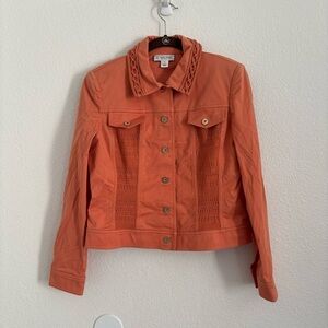 St. John Sport Women's Size P Orange Denim Knit Detail Jacket